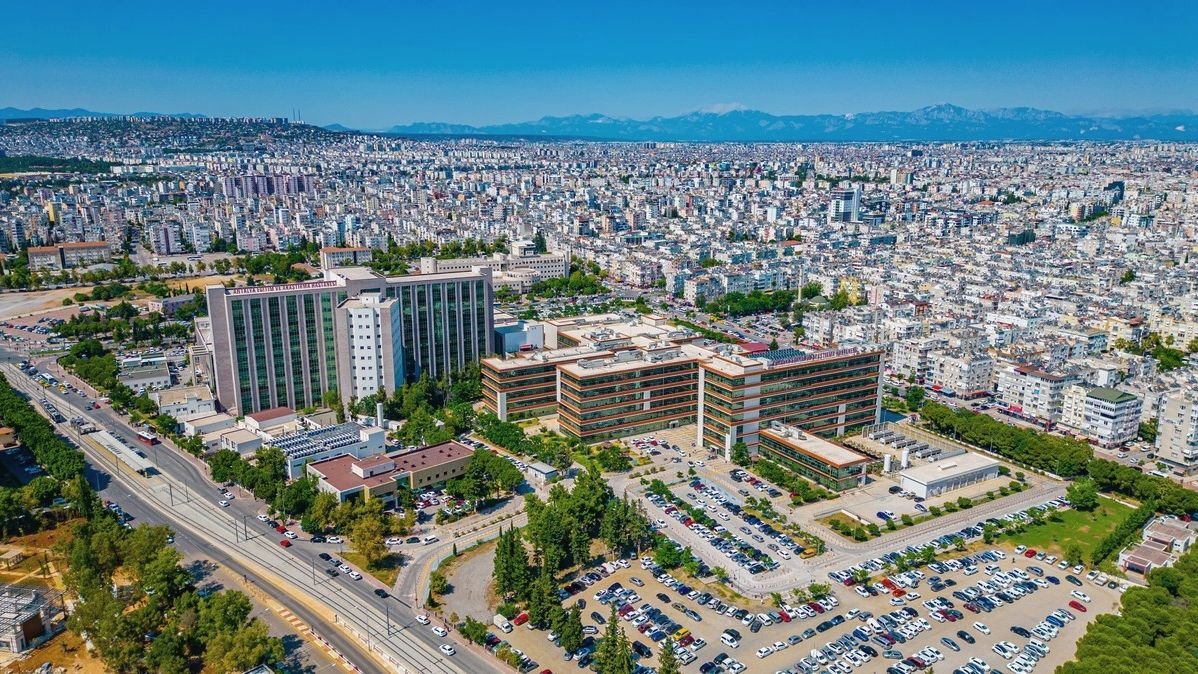 Hospitals in the centre of Antalya seen from the air